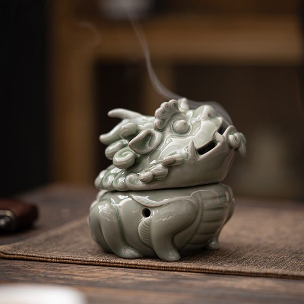 Unicorn Celadon Ceramic Incense Burner