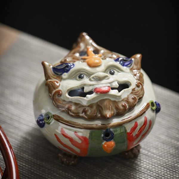 Painted ceramic pottery incense burner