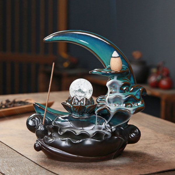 Blue Lotus Pond Moonlight Backflow Incense Burner Gift Box